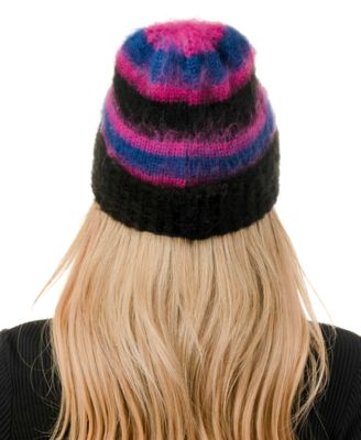 Stripe Fuzzy Hair Beanie