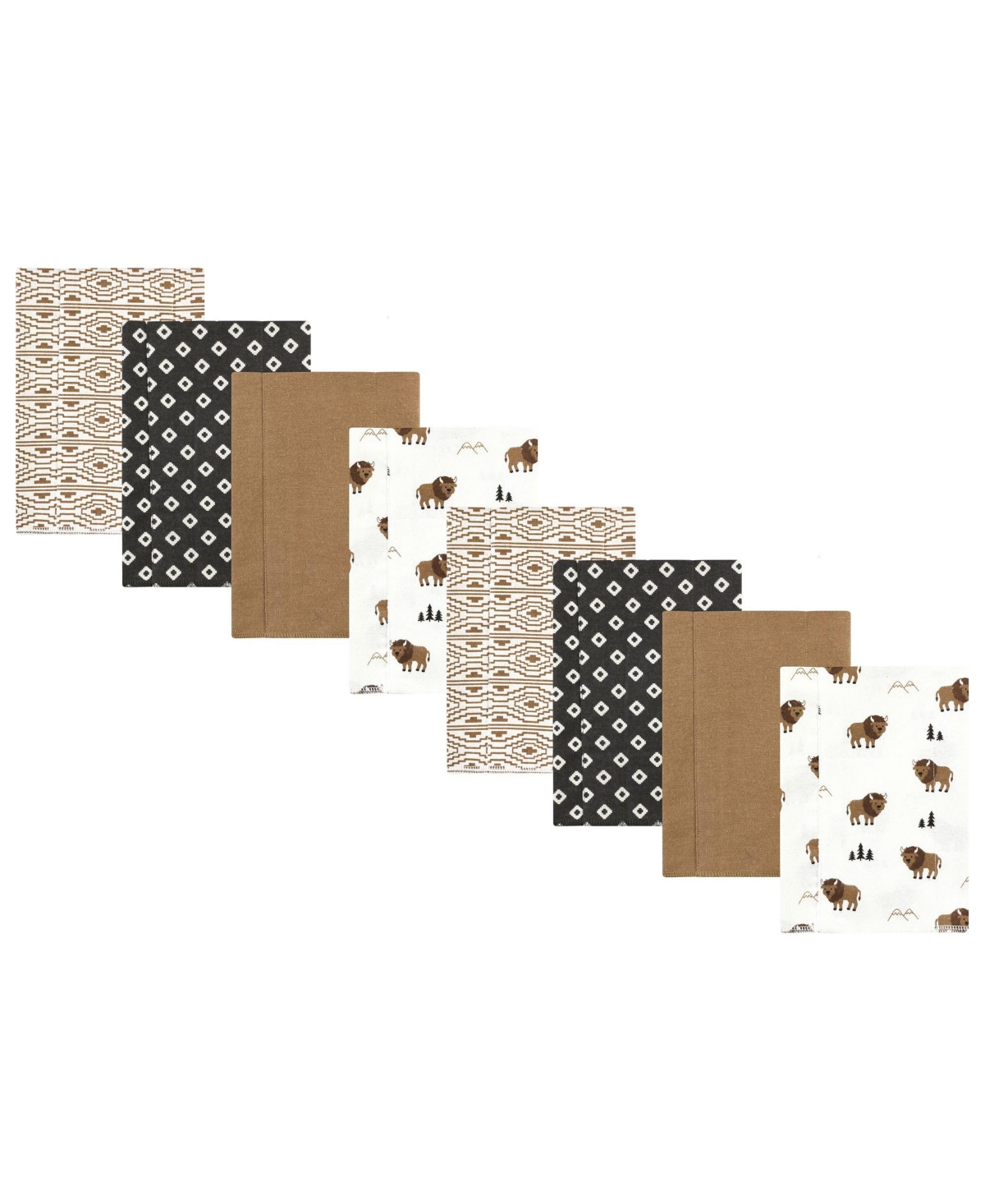 Hudson Baby Boys Cotton Poly Flannel Burp Cloths 8-Pack - Wild buffalo 8-pack