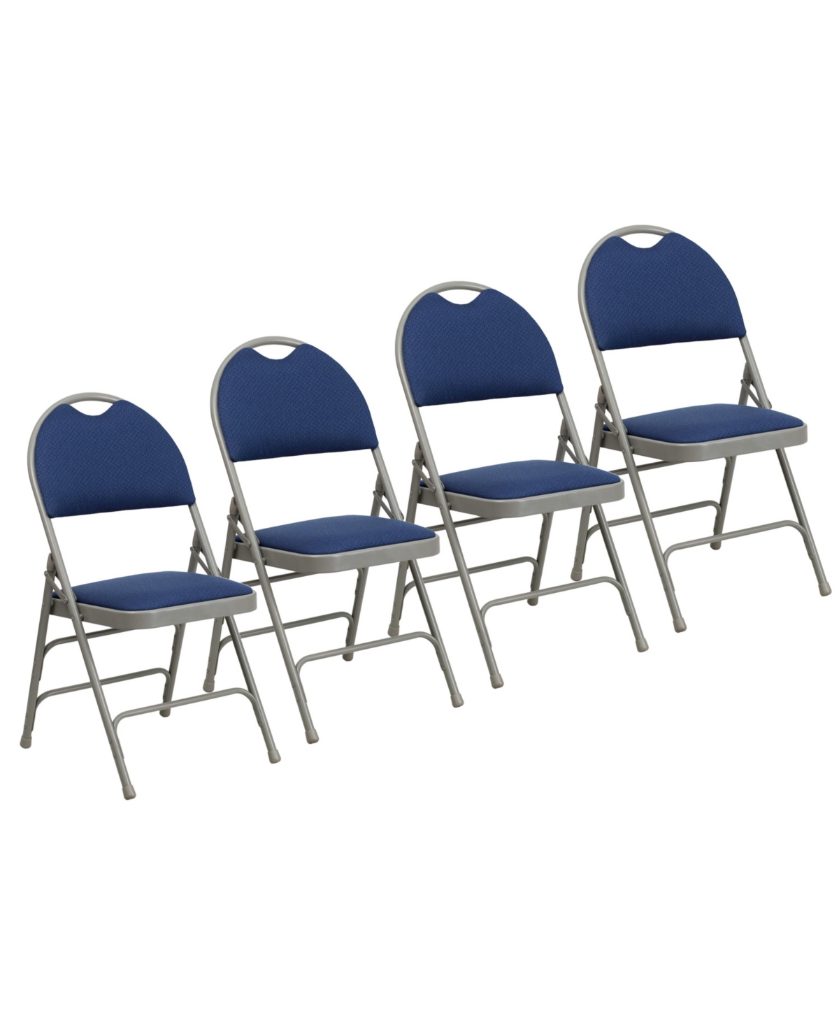 Emma+Oliver 4 Pack Home & Office Easy-Carry Party Events Padded Folding Chair -gray frame