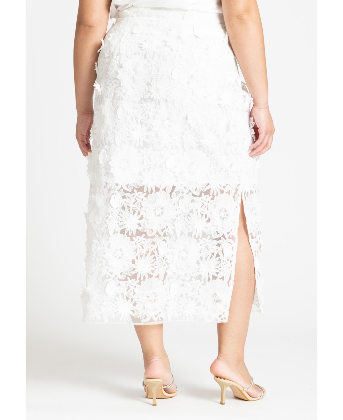 Eloquii Women's Textural Lace Midi Skirt