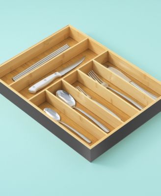 Bamboo 7 Slot Drawer Organizer for Kitchen Utensils