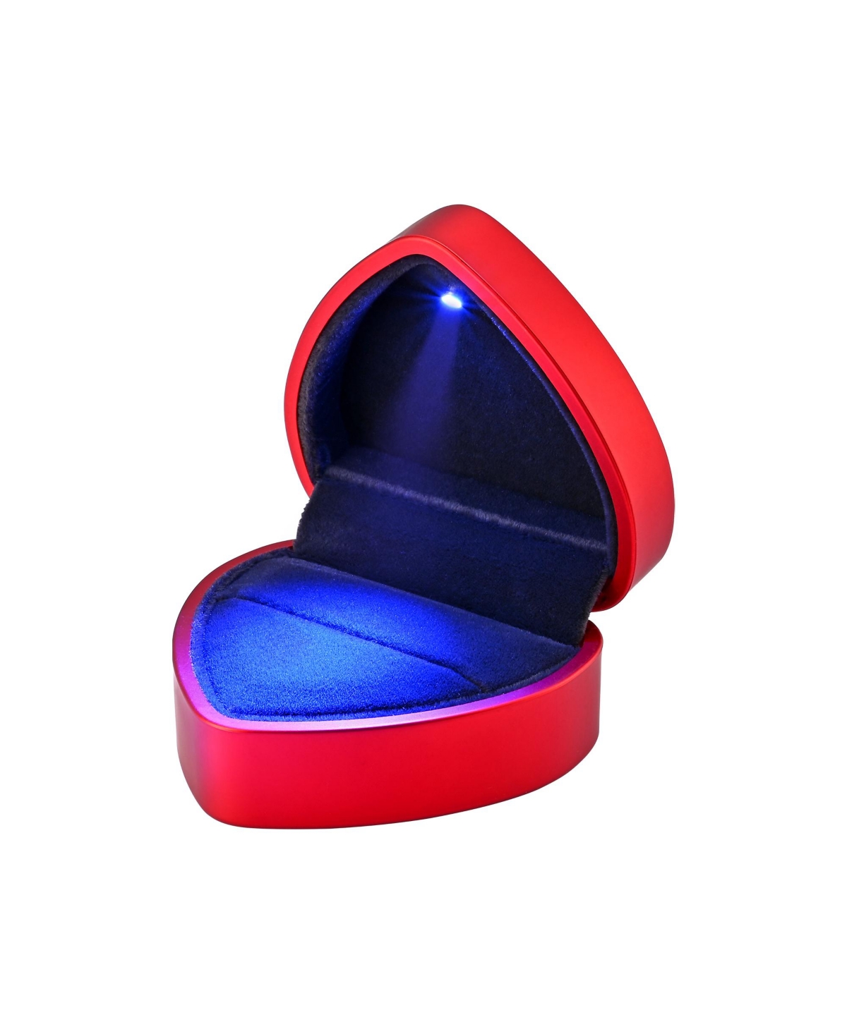 Heart Shape Led Lighting Ring Box Jewelry Wedding Engagement Proposal Case Red - Red