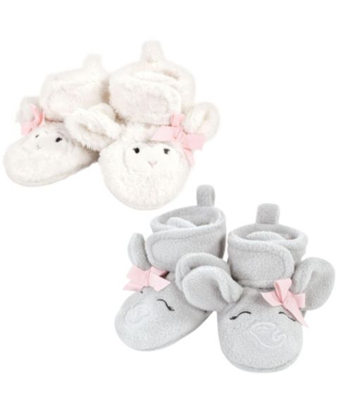 Ботинки Hudson Baby Animal Fleece Booties 2-Pack для девочек-малышей, цвет: Серый