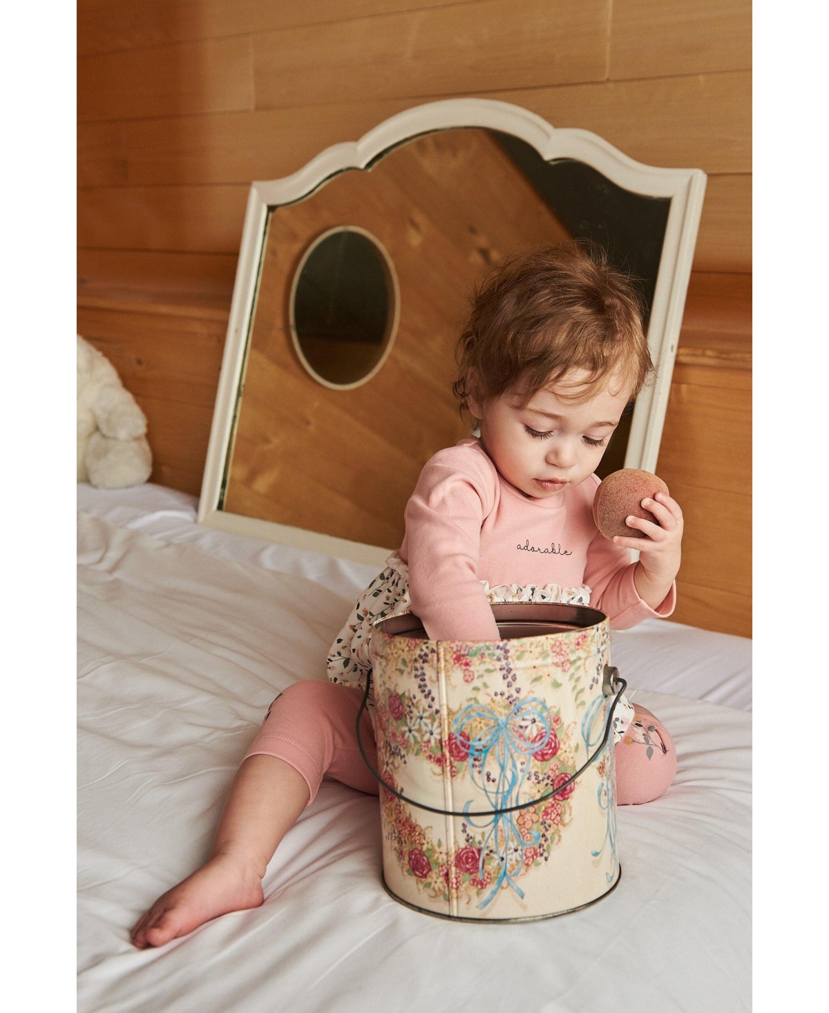 Deux par Deux Baby Girls Organic Cotton Printed Tunic And Leggings Set Light Pink With Flowers