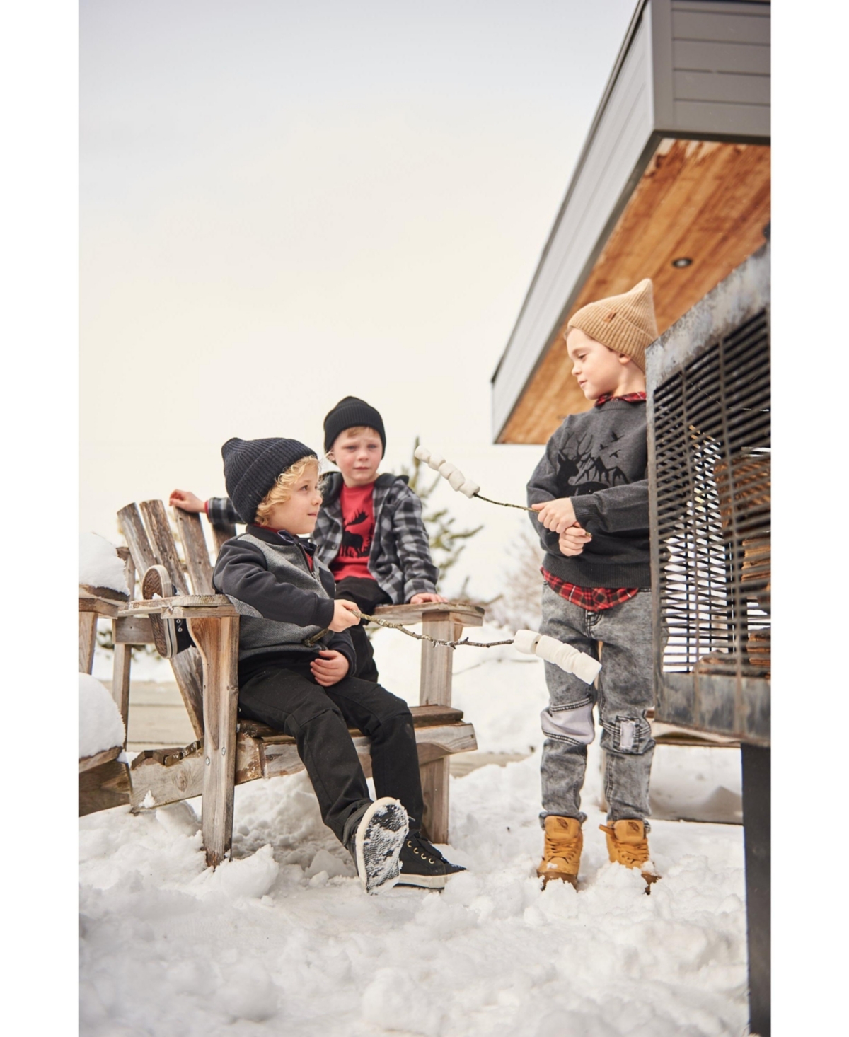 Deux par Deux Baby Boys Baby Stretch Twill Pleated Knee Jogger Pants- Black