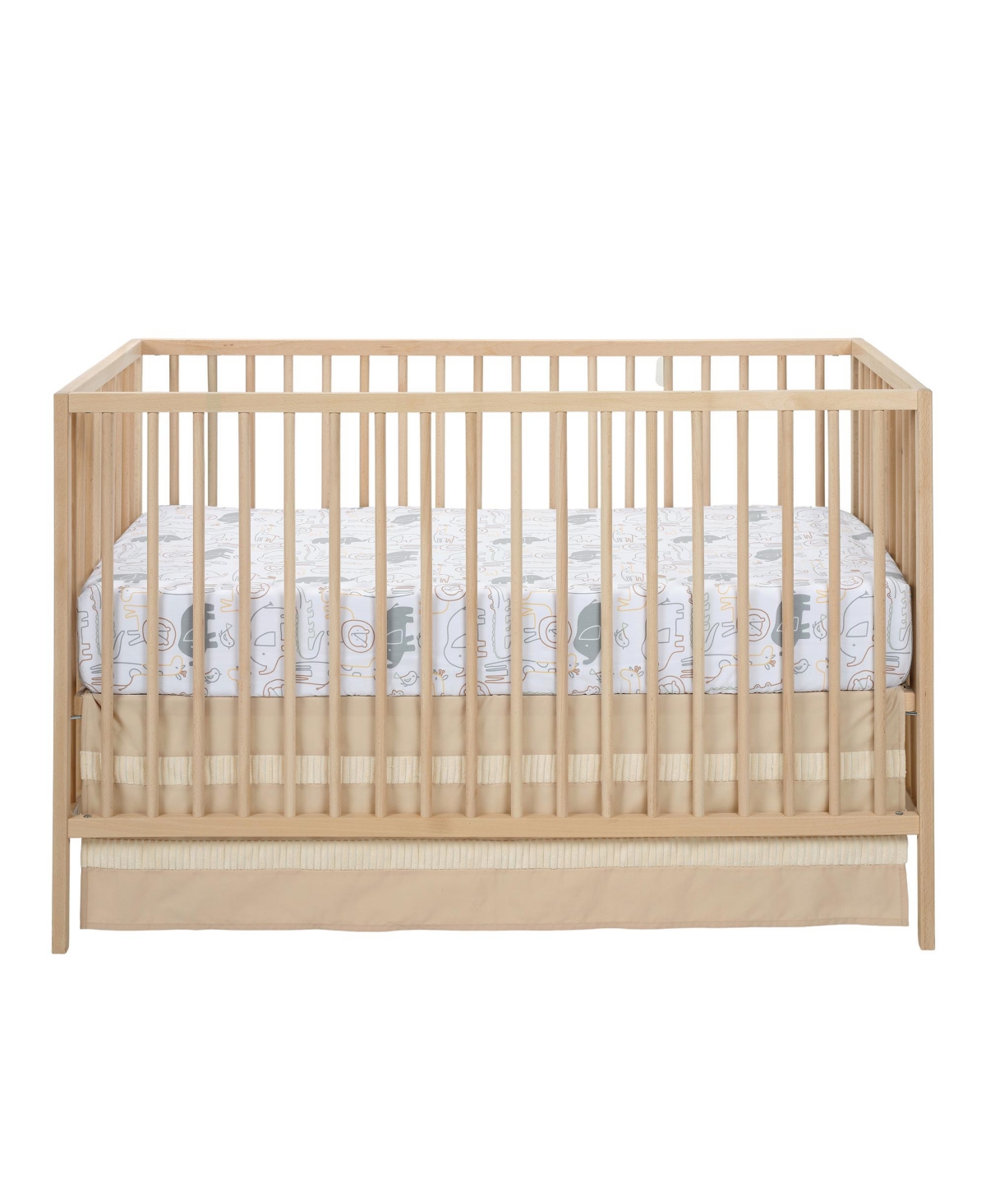 Lambs & Ivy Jungle Story 100% Cotton Safari Baby Fitted Sheet -- White