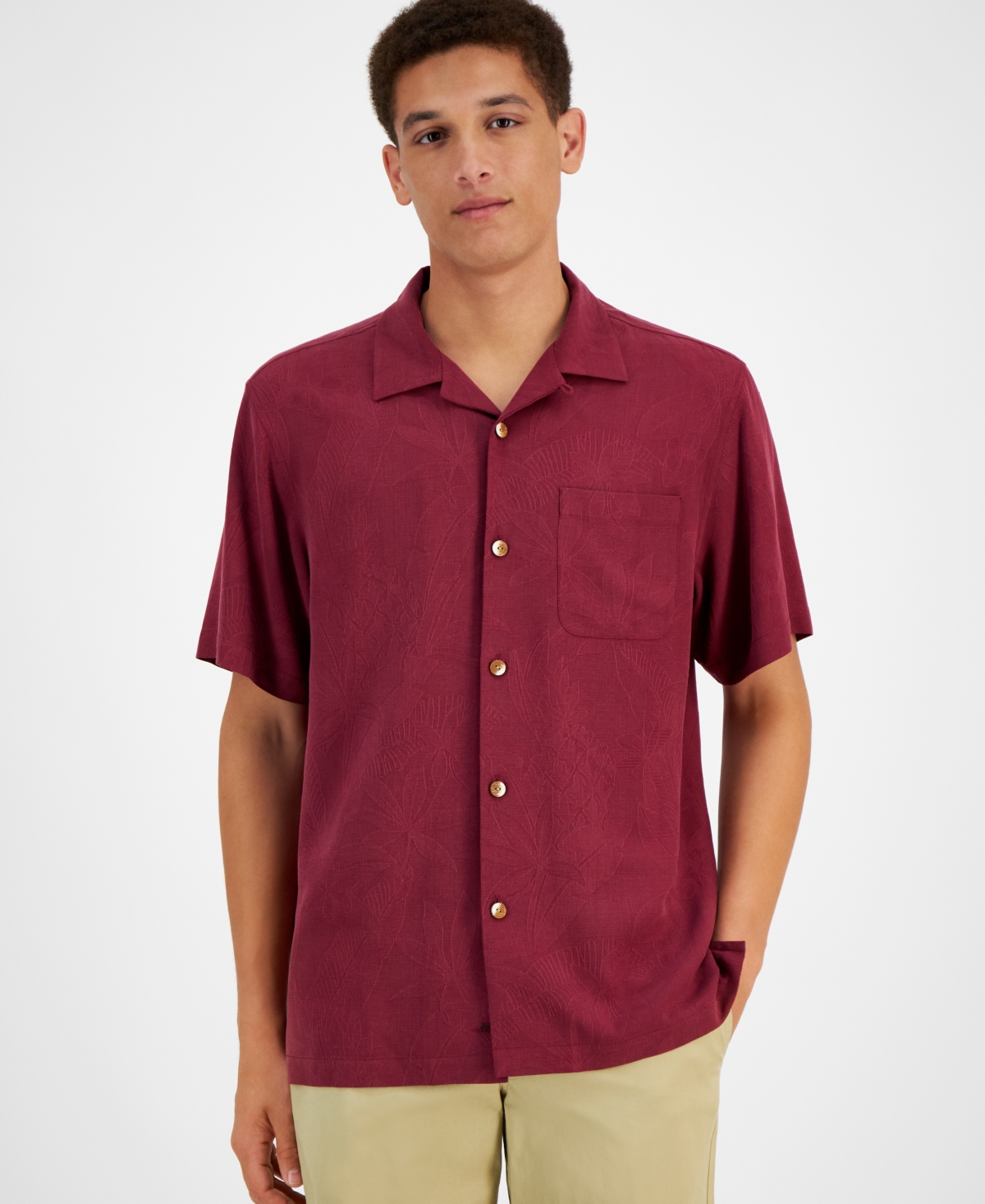 Tommy Bahama Men s Al Fresco Tropics Short Sleeve Shirt New Red Sa Smart Closet