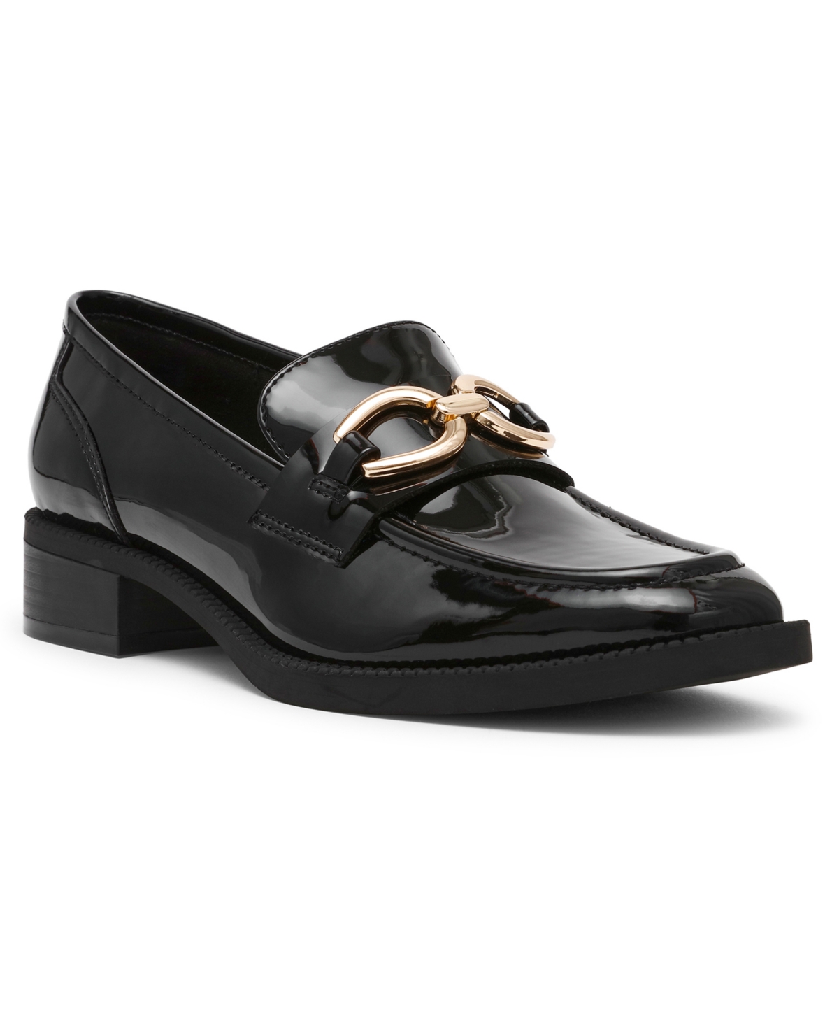 Shop Anne Klein Women's Korrie Ornamented Slip On Loafers In Black Patent
