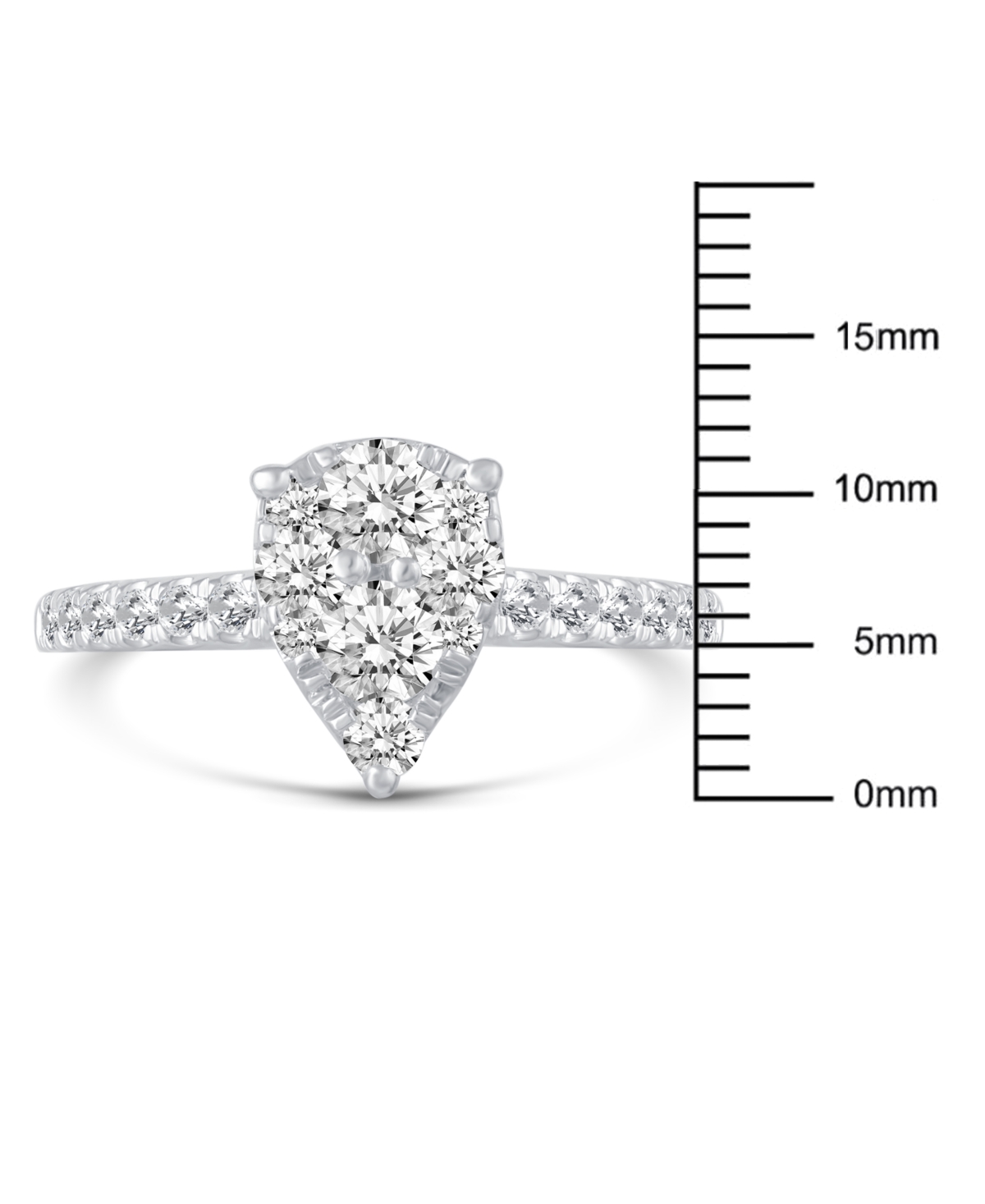 Diamond Pear-Shaped Cluster Engagement Ring (1 ct. t.w.) in 14k- White Gold
