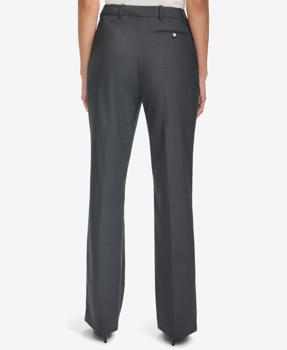 Calvin Klein Petite Pinstriped Straight-Leg Pants -CREAM