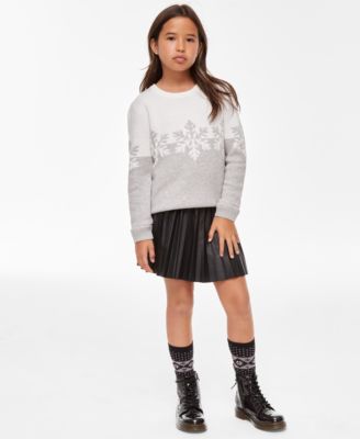 Holiday Lane - Big & Little Girls  Snowflake Crewneck Sweater