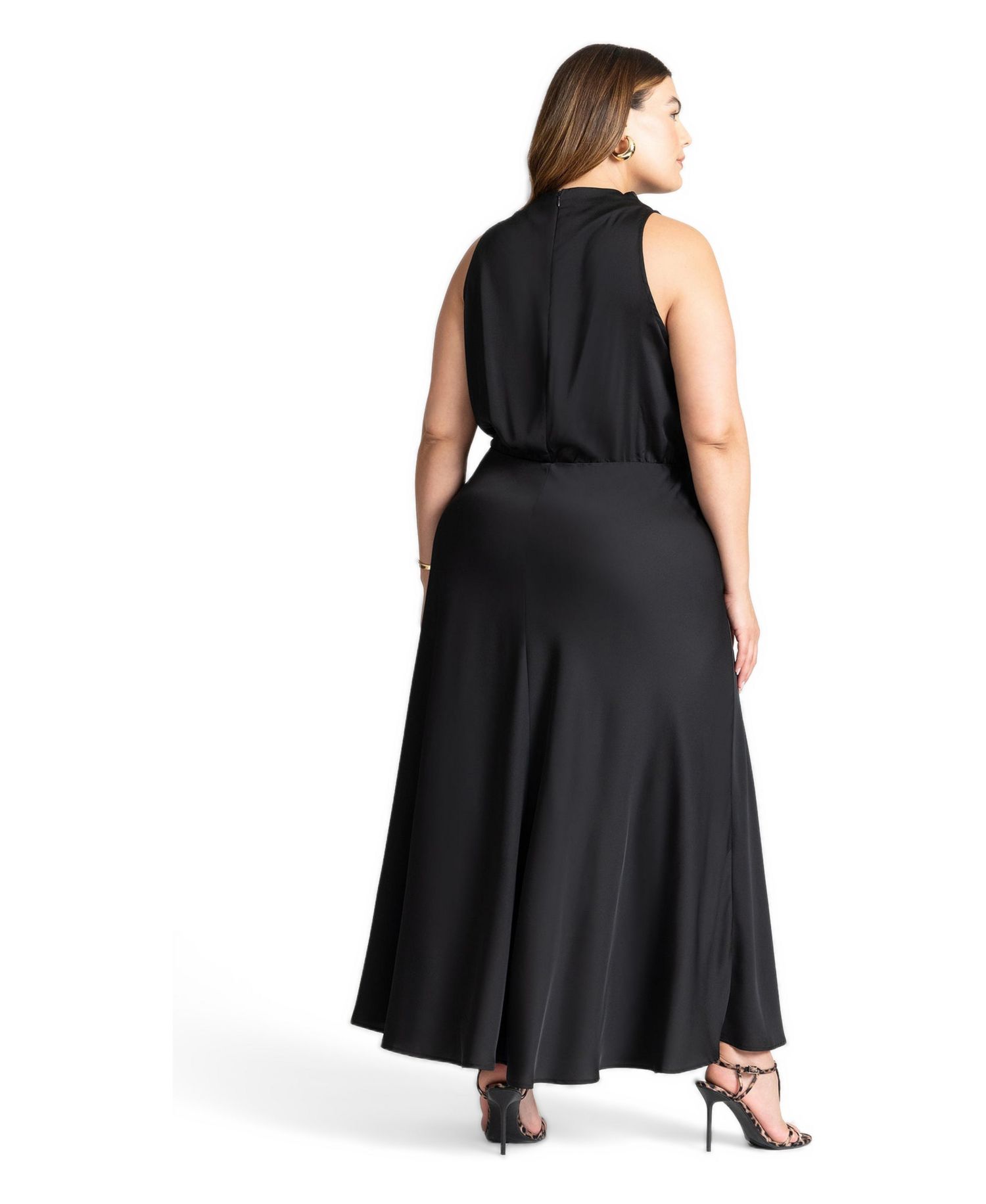 Women's Draped Satin Maxi Dress