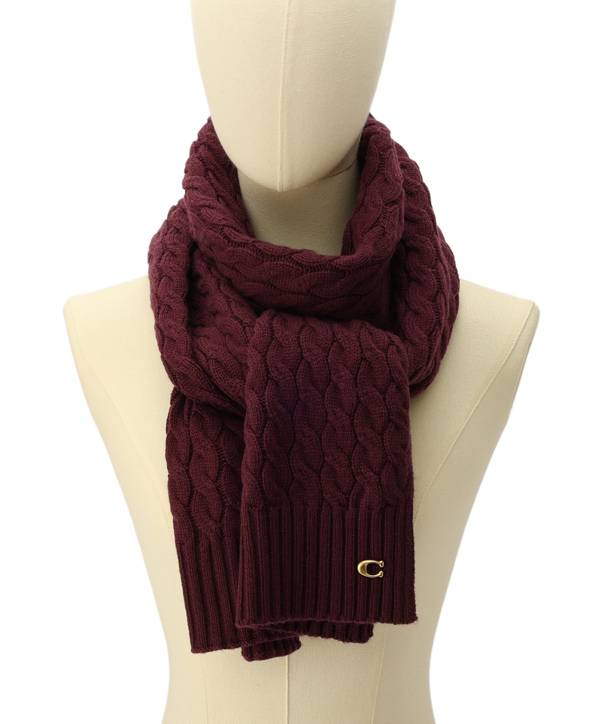 Coach Soft Rib Cable Knit Scarf
