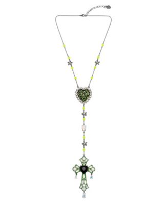 Collier Croix En Cristal Betsey Johnson - Neuf Avec étiquettes - Bijou Féminin Tendance Et Spirituel