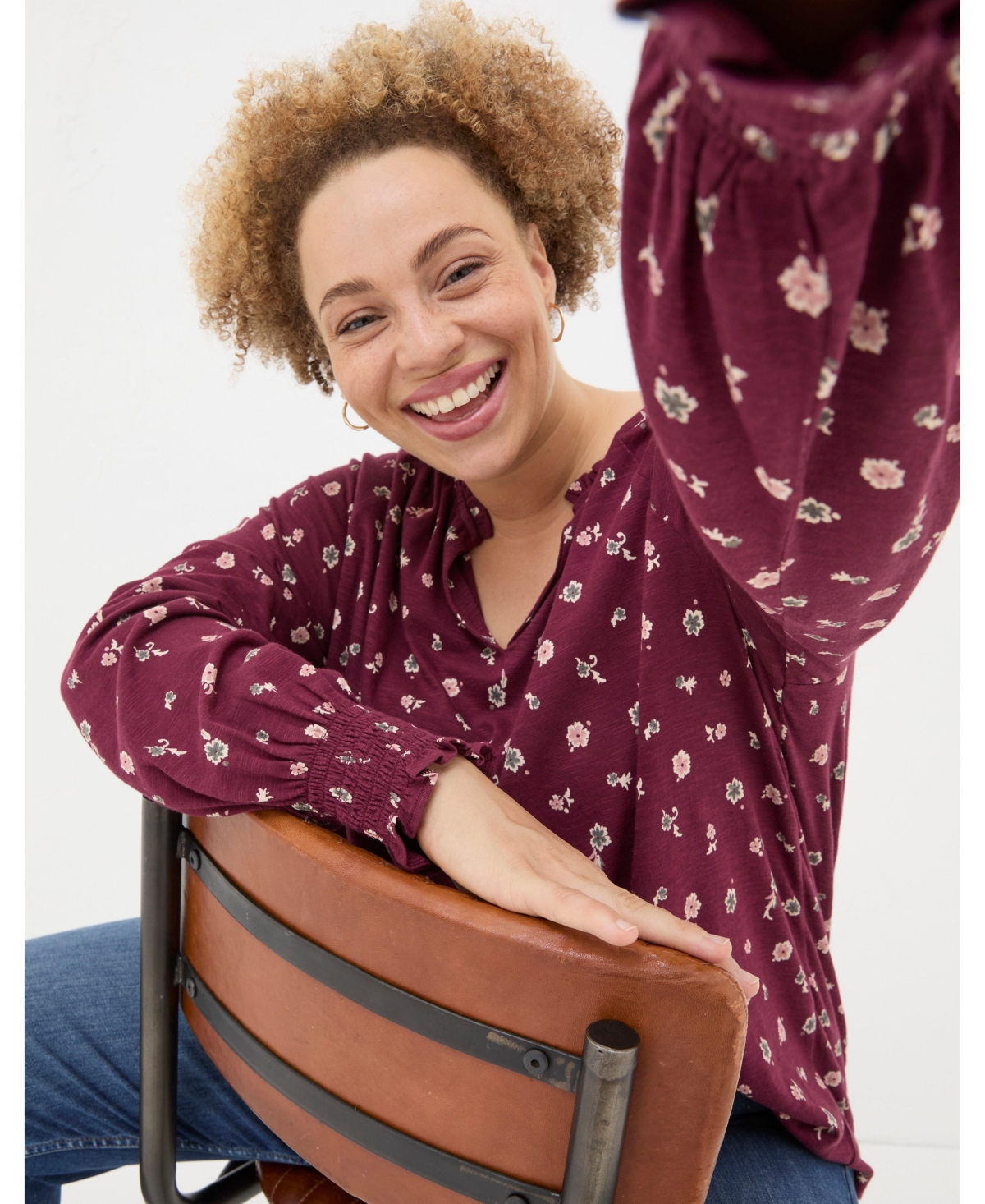 FatFace Women's Florence Wild Ditsy Top