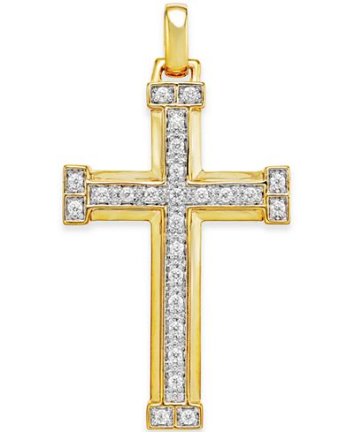 diamond cross 10k ct gold main macy pendant