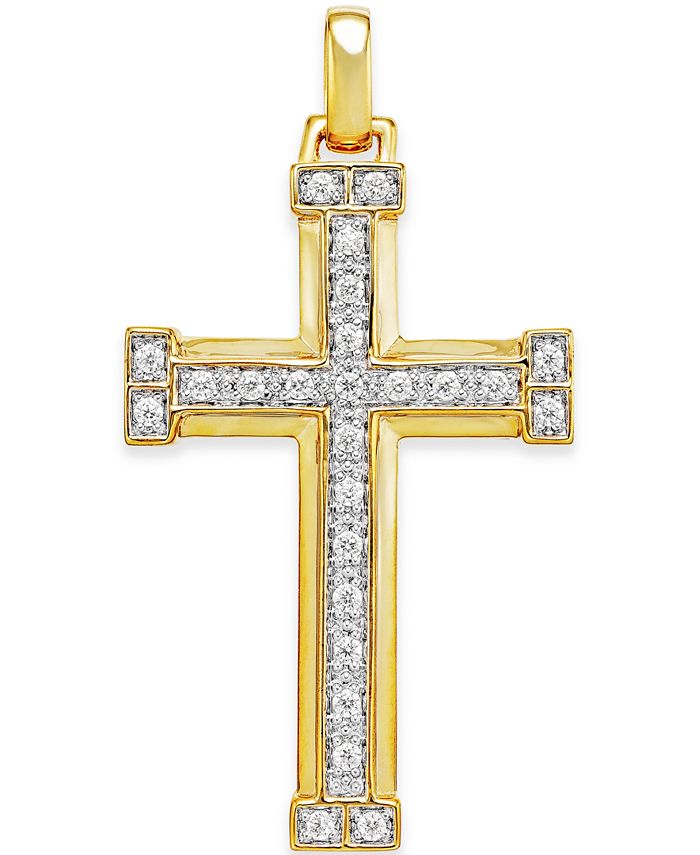 Macy's - Men's Diamond Cross Pendant (3/8 ct. t.w.) in 10k Gold