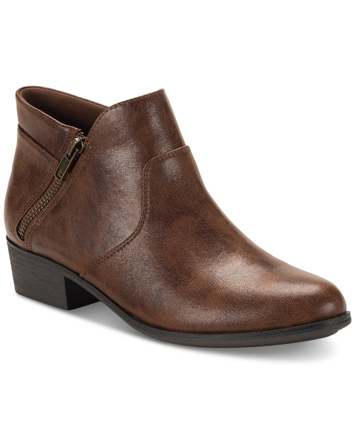 Women's Adelinee Double Zip Ankle Booties, Created for Macy's - Brown Sm