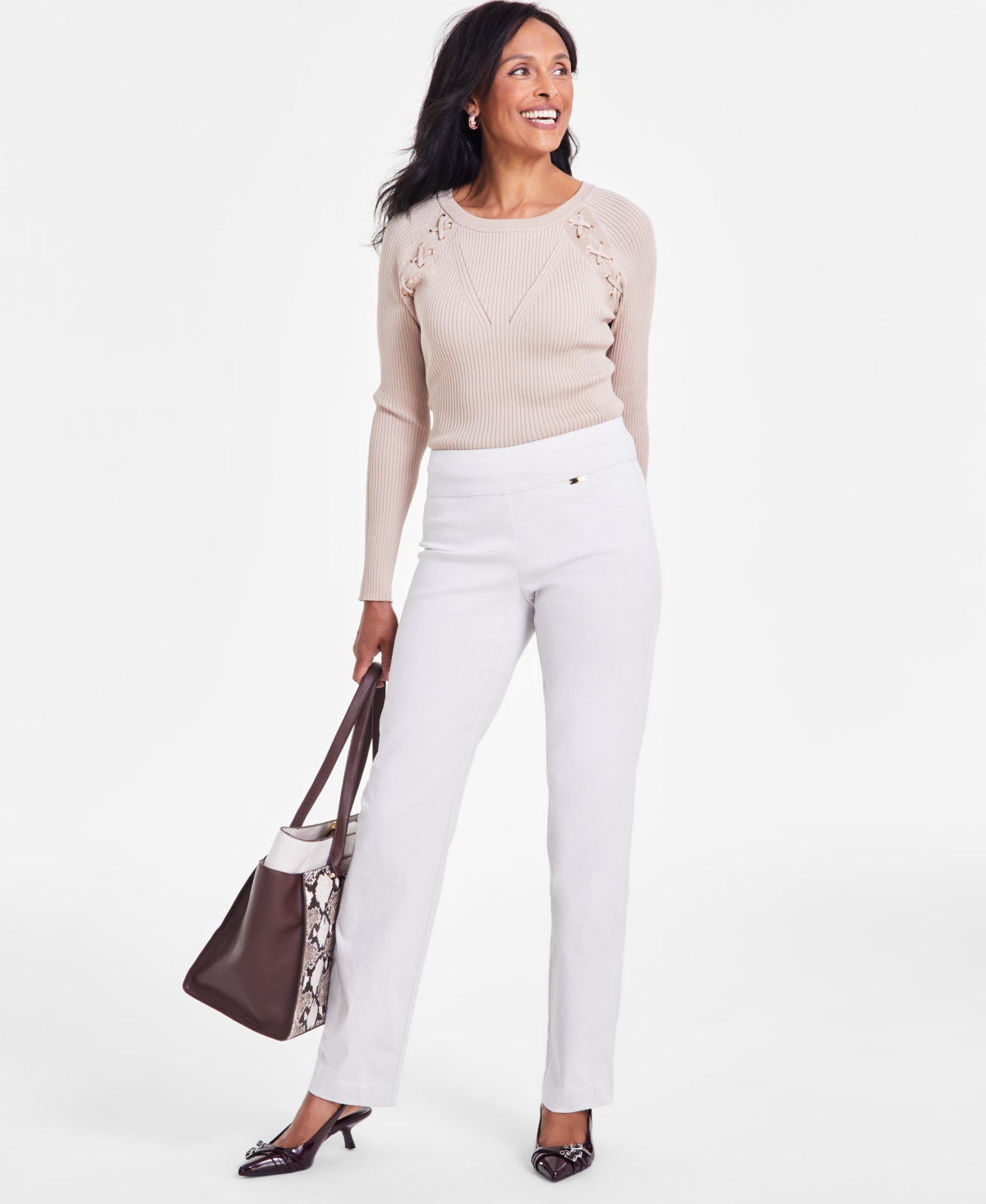 Inc International Concepts Women's Tummy-control Pull-on Straight-leg Pants, Created For Macy's