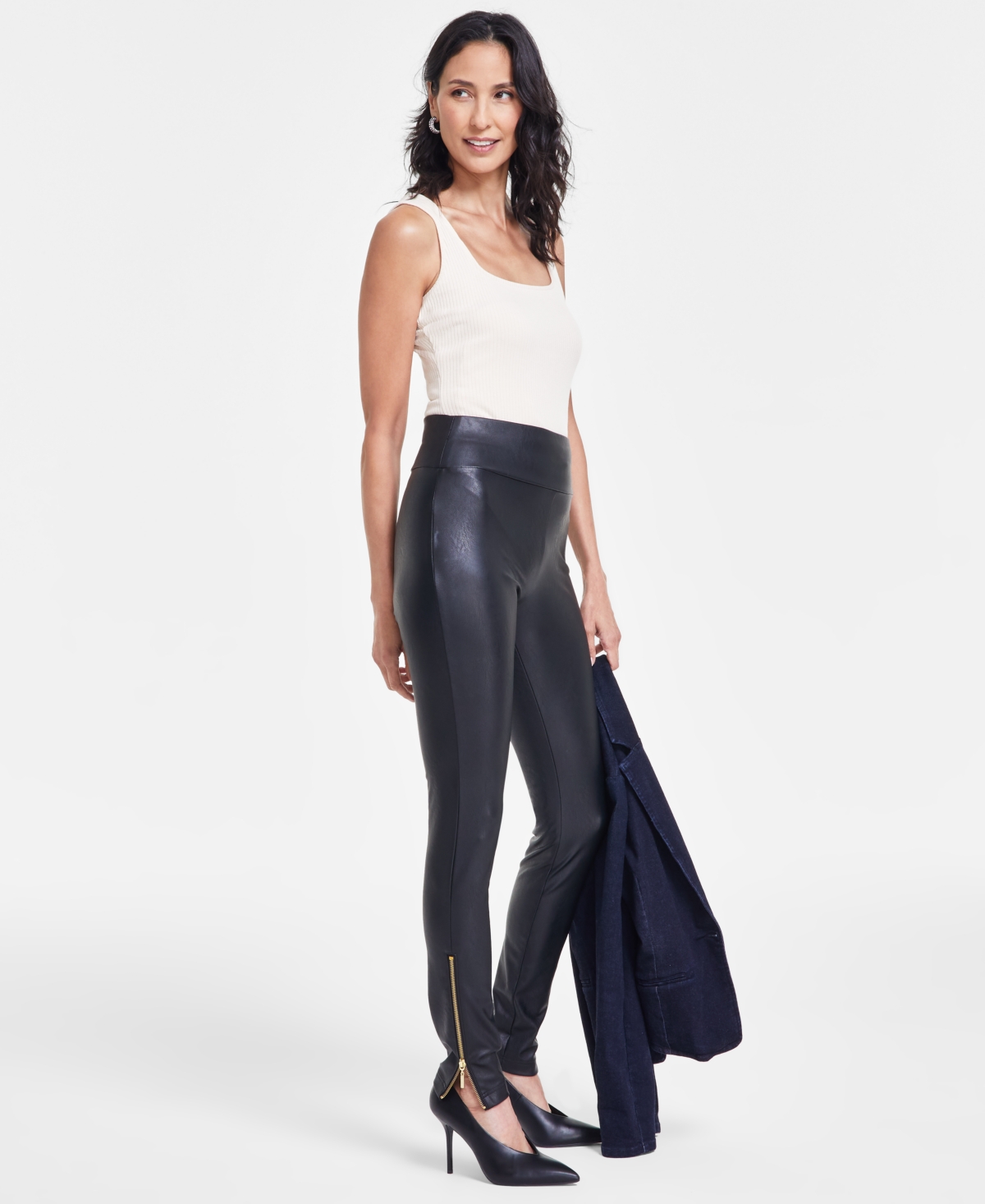 I.n.c. International Concepts Women's Mid-Rise Skinny Faux-Leather Pants, Created for Macy's