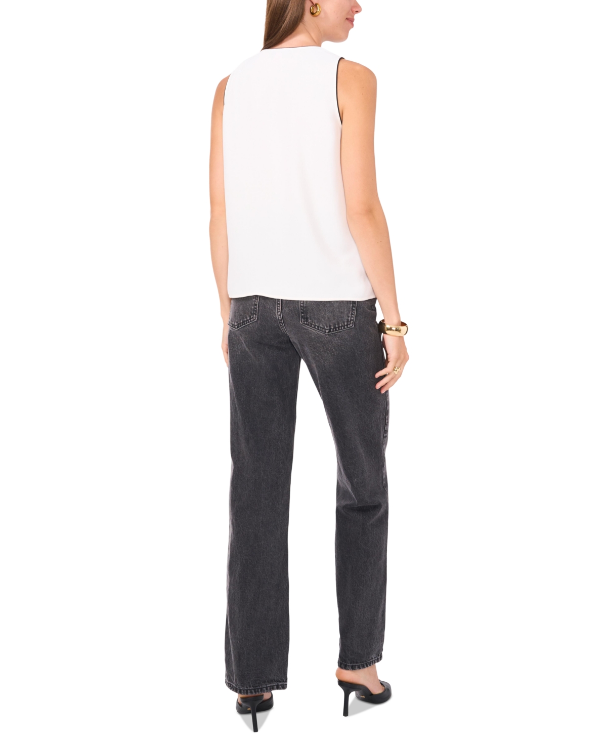 Vince Camuto Women's Piped Sleeveless Top