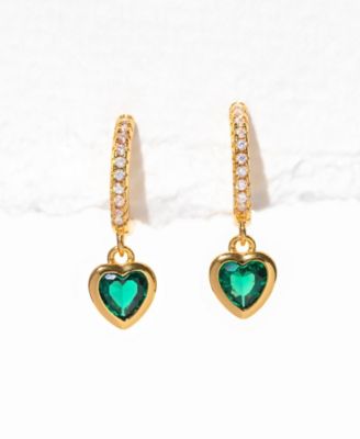 Crystal Green Goddess Dangle Hoops