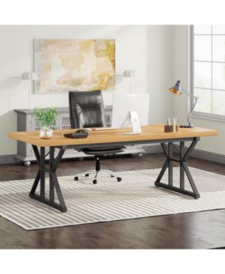 70.8-Inch Executive Desk, Large Computer Office Desk Workstation, Modern Simple Style Laptop Desk Study Writing Table Business Furniture for Home Office