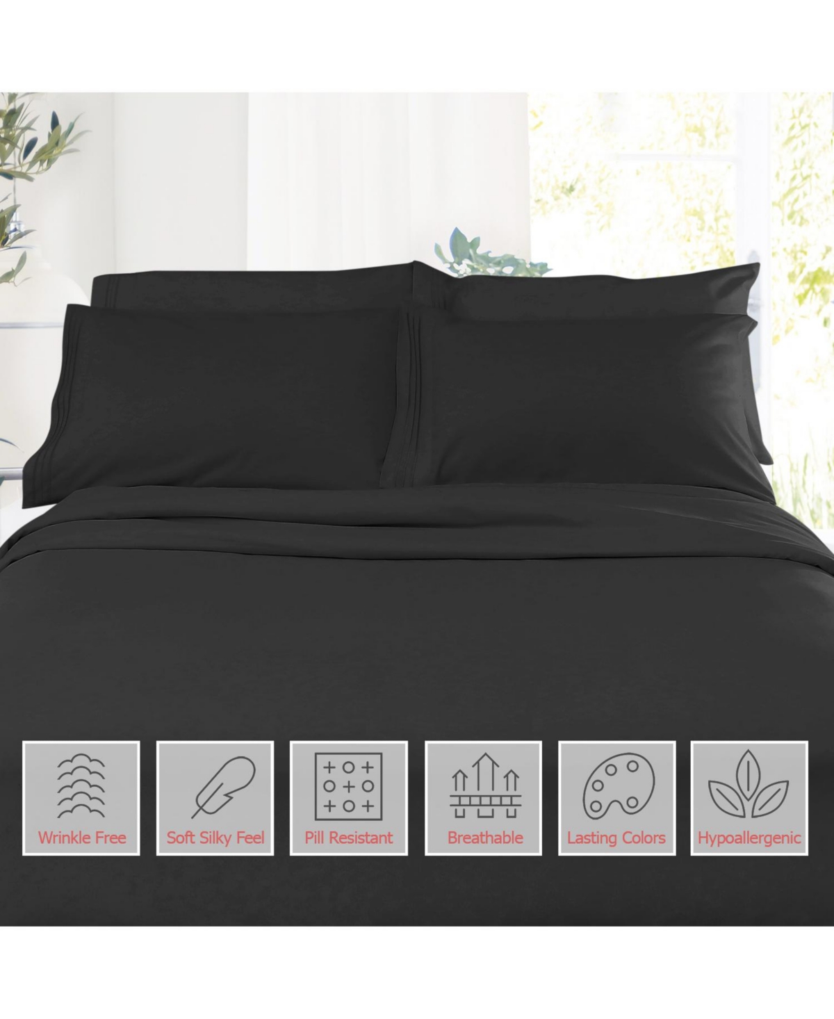 Clara Clark Extra Soft & Breathable 4 Piece Bed Sheet Set - Cal