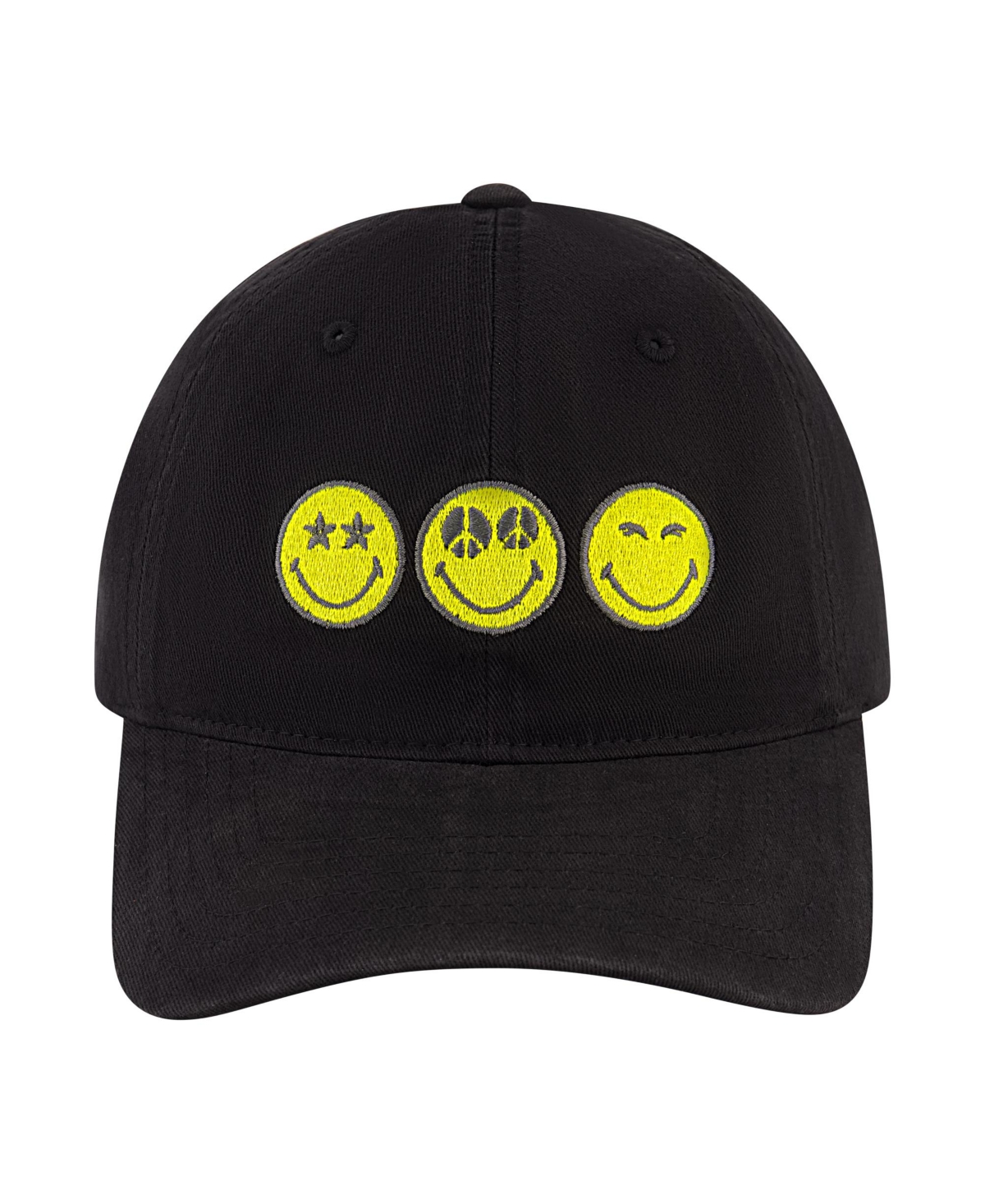 Smilie Peace Eyes Dad Cap - Black