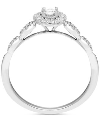 Diamond Halo Engagement Ring (1/4 ct. t.w.) in 14k White Gold