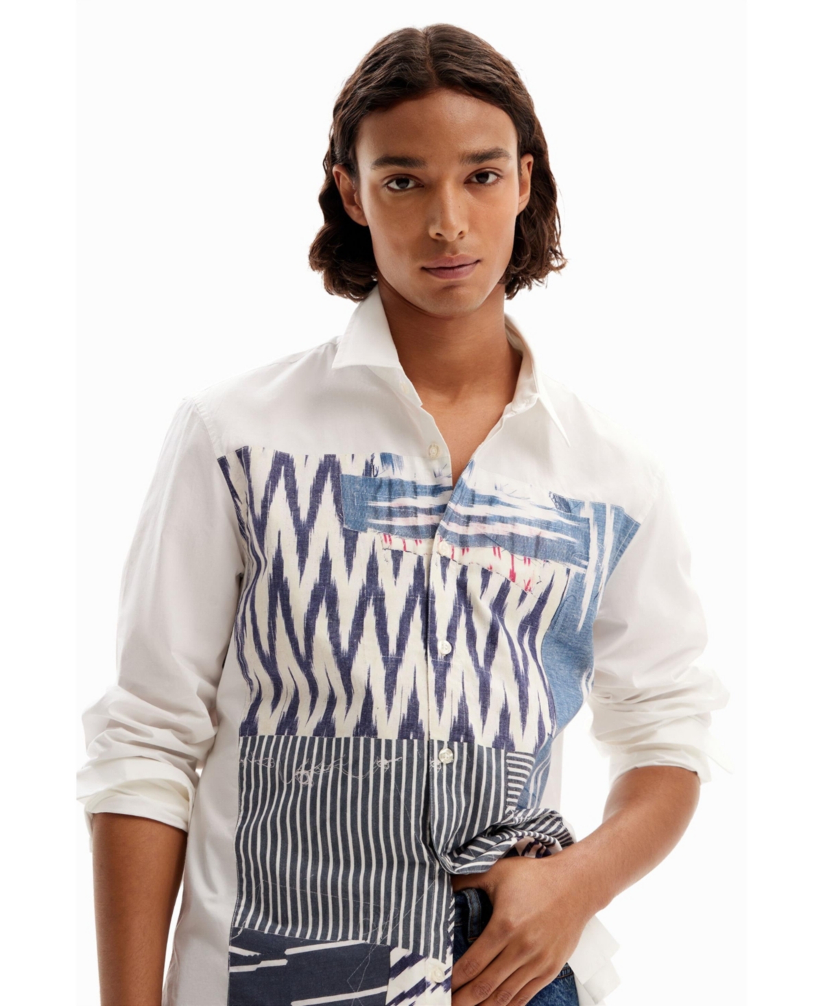 Desigual Men's Ikat patchwork shirt