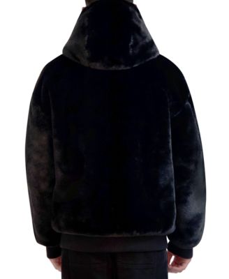Faux Fur Hoodie With Fur Inside Mens Faux Fur Lined Zip-Thru Hoody