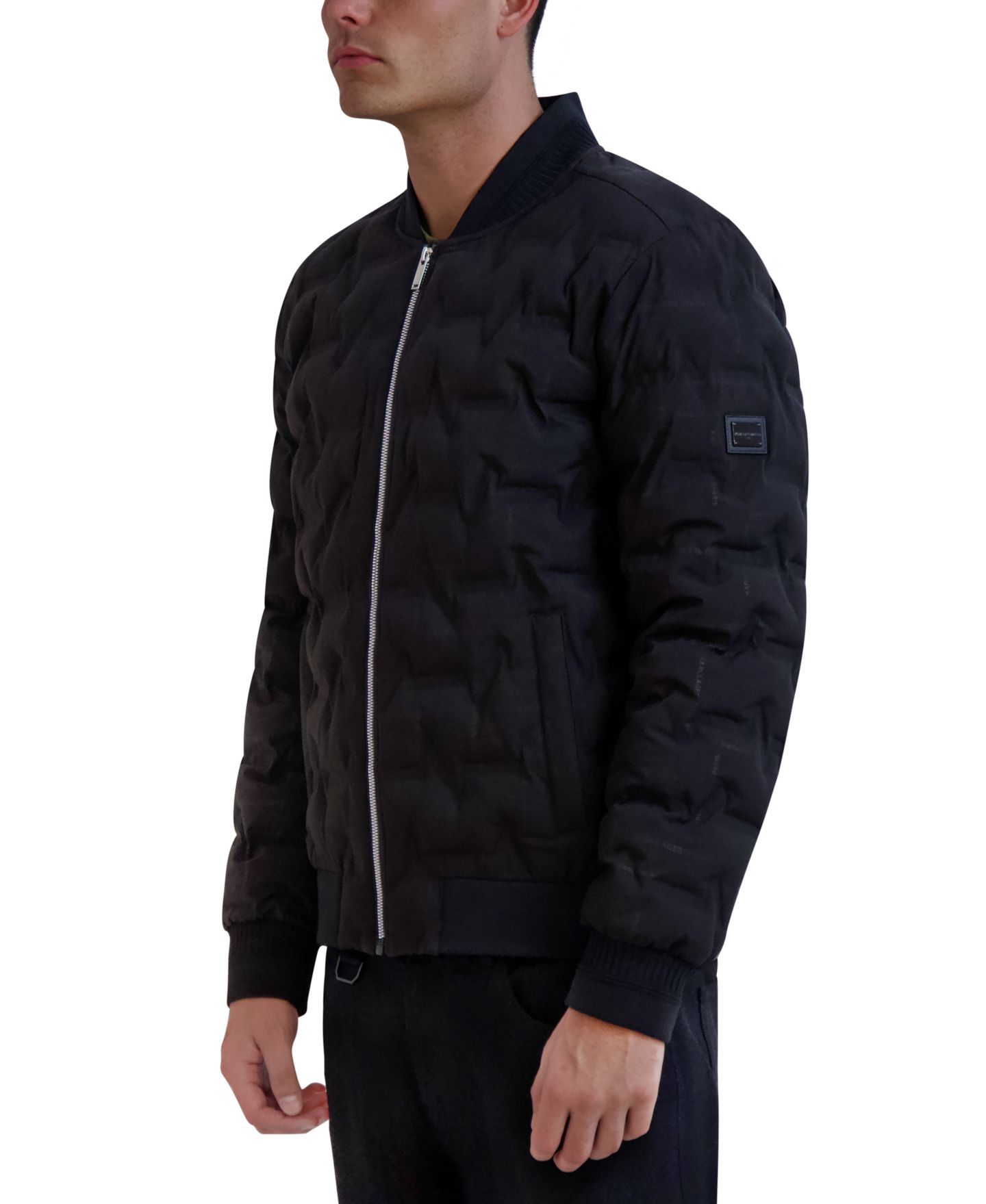 Мужская куртка KARL LAGERFELD PARIS Heat-Sealed Quilted Bomber, цвет: Чёрный — фото 3