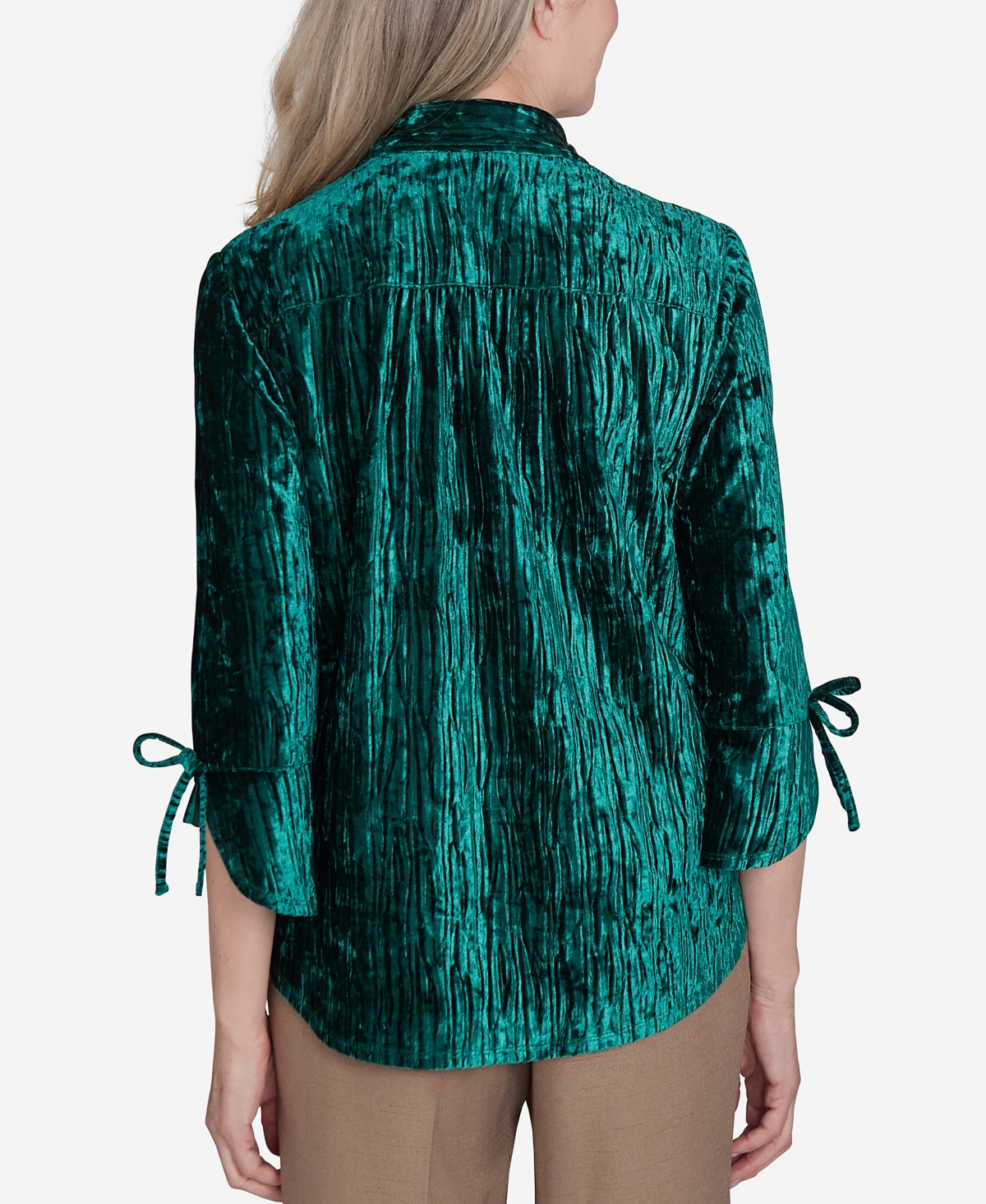 Alfred Dunner Women'sIsle Crushed VelvetShirt - Emerald