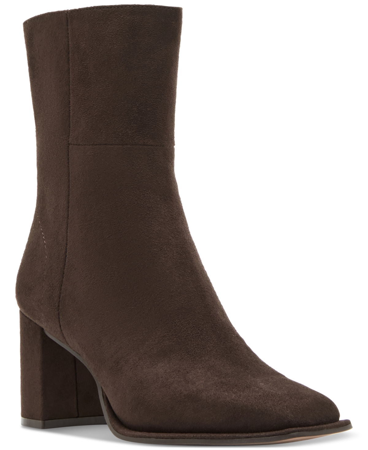 Monicaa Snip-Toe Block-Heel Booties - Dark Chocolate
