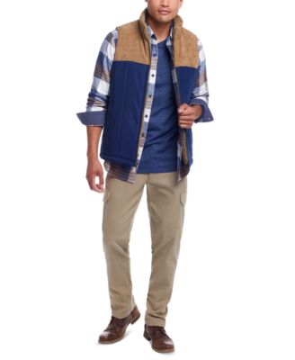 Mens Quilted Vest Flannel Shirt Henley Cargo Pants