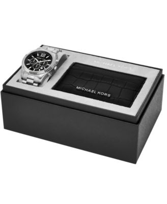 Men's Lexington Chronograph Stainless Steel Watch and Card Case Gift Set 44mm