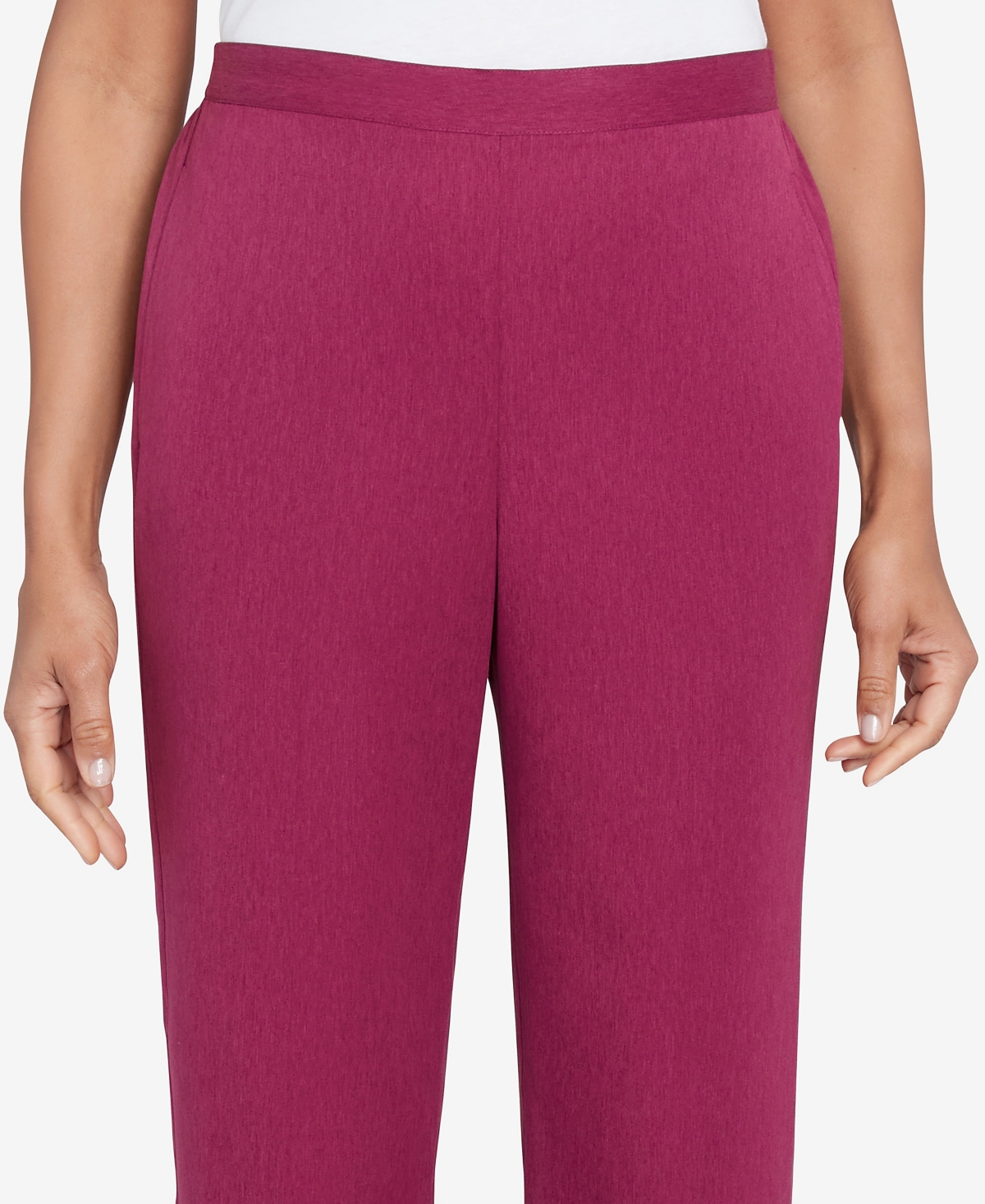 Alfred Dunner Women'sCountry Soft Microfiber Side Seam Pocket Medium Length Pants - Wine