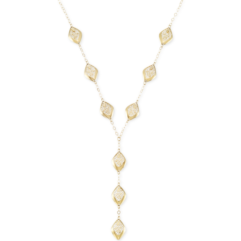 Filigree Marquise Link Y Necklace in 14k Gold   Necklaces   Jewelry