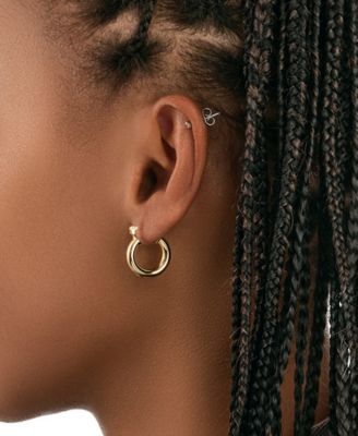 Women's Chunky Tube Gold Plated Hoop Earrings, 75"