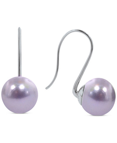 Honora Style Violet Cultured Freshwater Pearl Drop Earrings in Sterling Silver (10mm)