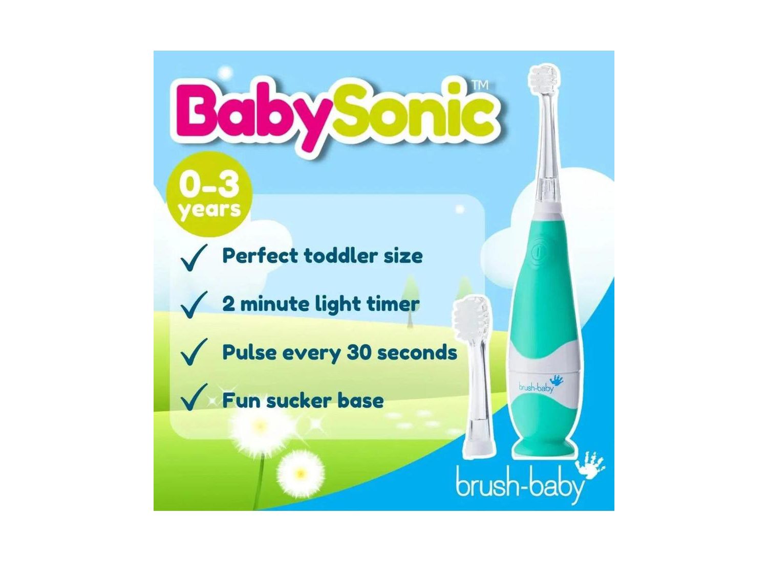 First Tooth Gift Set | Includes BabySonic Teal Electric Toothbrush, Baby's First Brush & Teether & Chewable Toothbrush