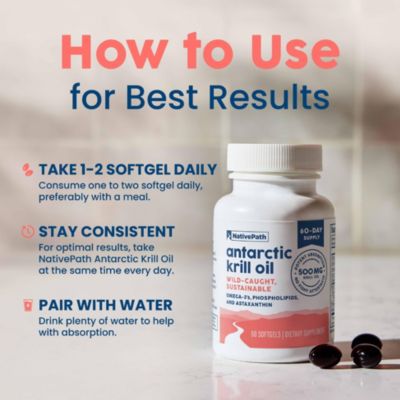 Antarctic Krill Oil - Wild-Caught Omega 3 Krill Oil 500mg Softgels with EPA, DHA and Astaxanthin - 60 ct