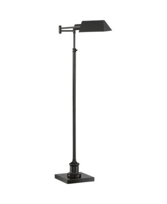 Industrial Adjustable Swing Arm Pharmacy Floor Lamp with USB Charging Port 54" Tall Dark Bronze Living Room Reading