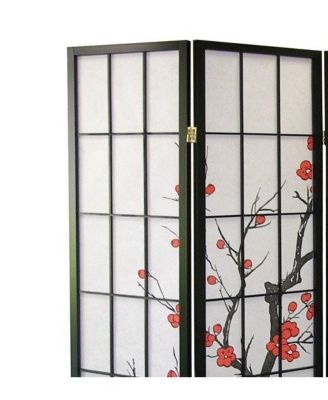 Japanese 4-Panel Screen Room Divider, Plum Blossom