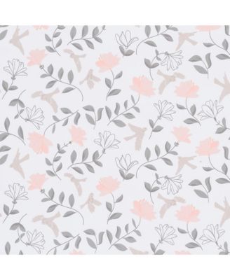 Petals White/Pink/Gray Floral 100% Cotton Fitted Crib/Toddler Sheet