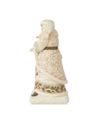 White Woodland Santa Holding Fawn Figurine