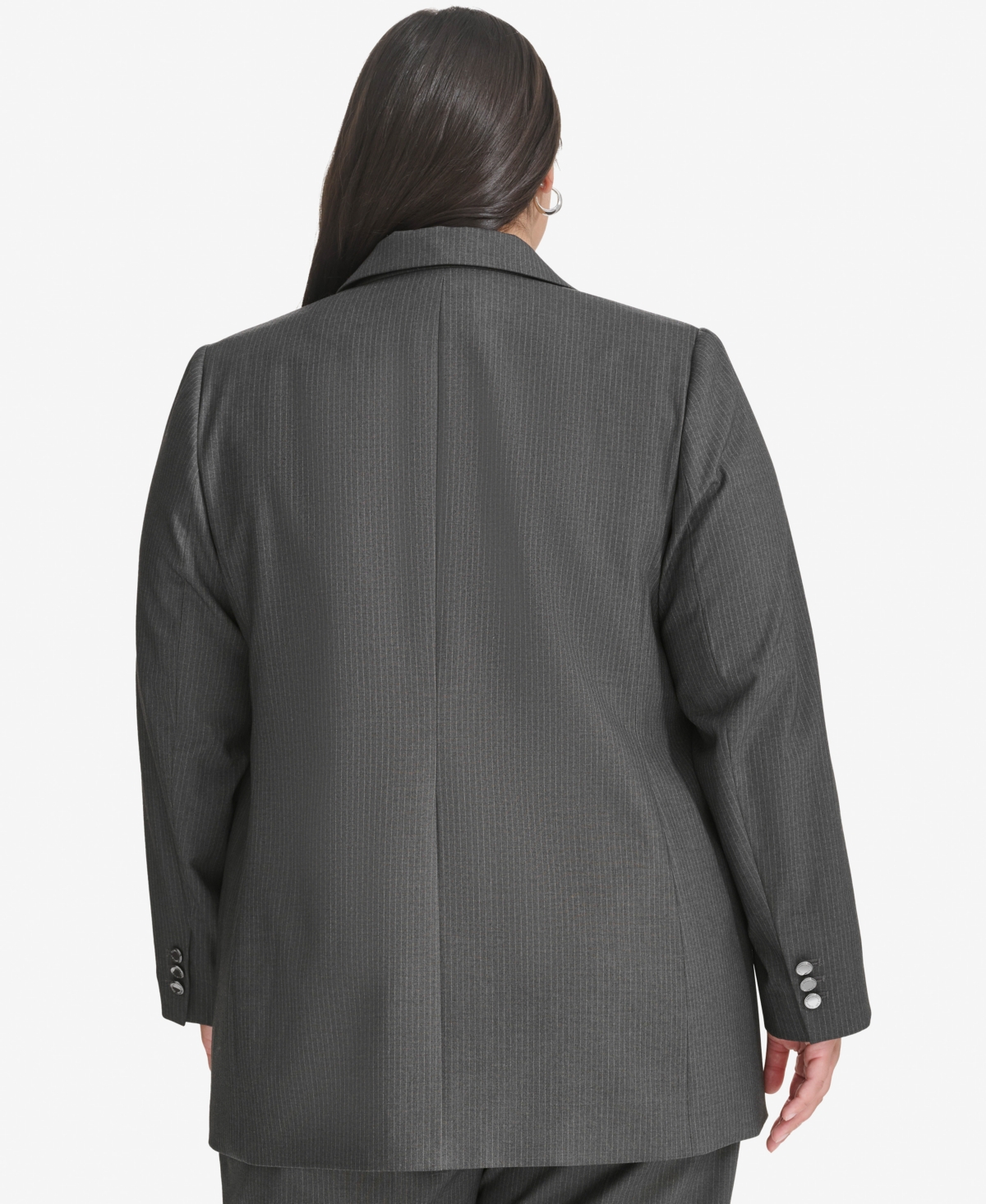 CALVIN KLEIN PLUS SIZE PINSTRIPED ONE-BUTTON JACKET 