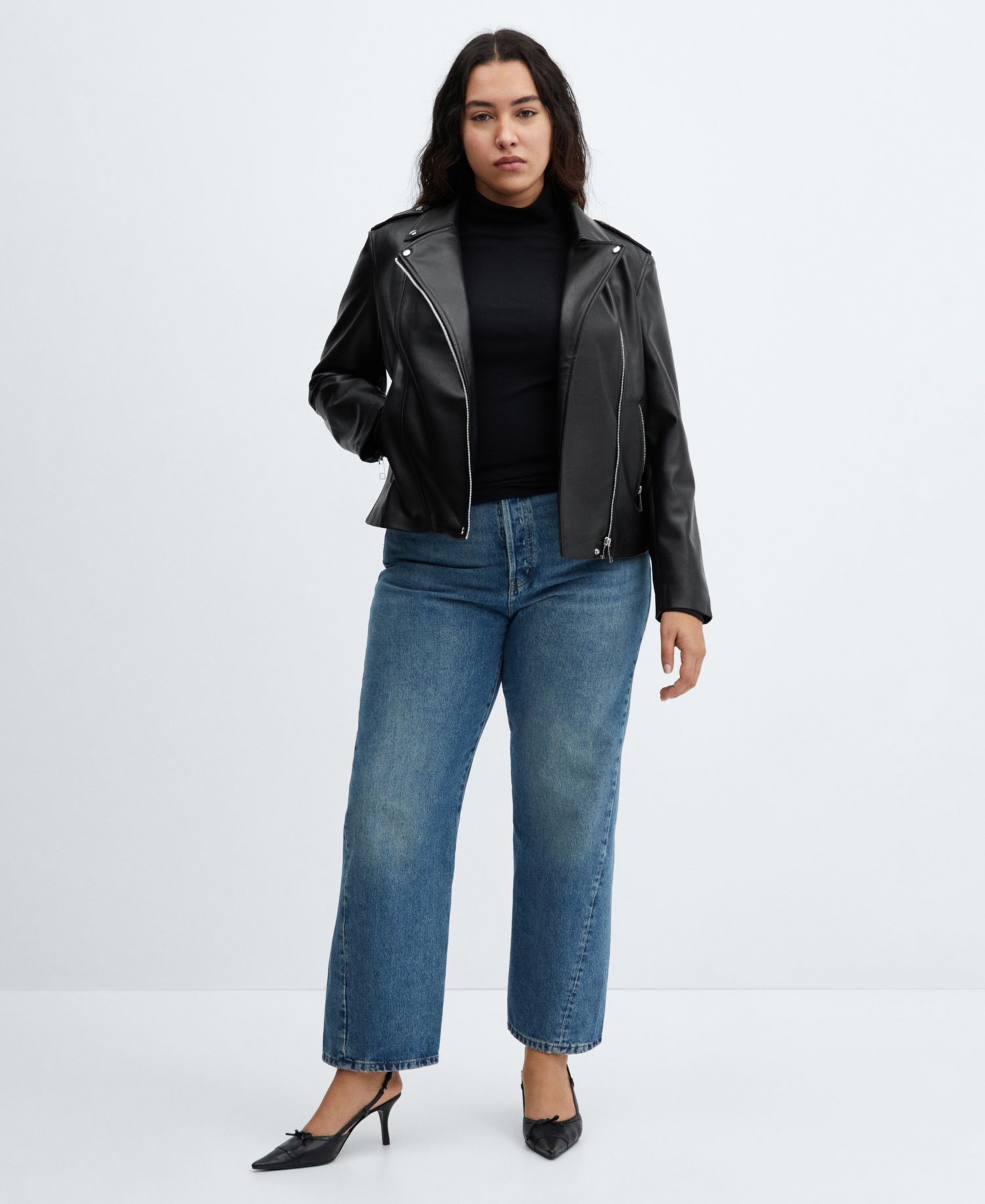Women's Faux-Leather Biker Jacket