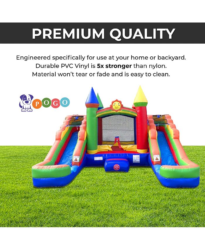 Pogo Bounce House Inflatable Bounce House and Double Slide Combo Unit ...